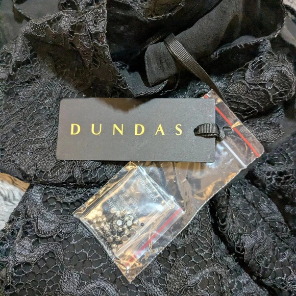 NEW Dundas Jumpsuit Black Halter Cutouts Embellished Open Back Lace Wide Pants - Picture 10 of 12